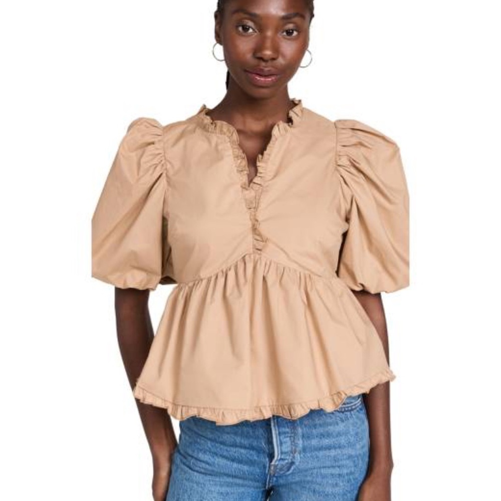 Endless Rose PUFF SLEEVE PEPLUM TOP